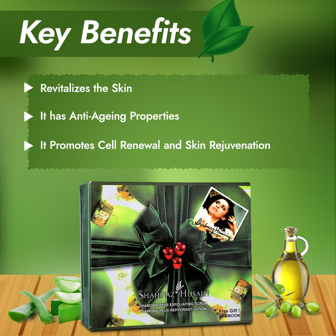 Shahnaz Husain Diamond Plus Kit-A (Scrub 40gm + Lotion 40 gm + Shamoon 100ml)