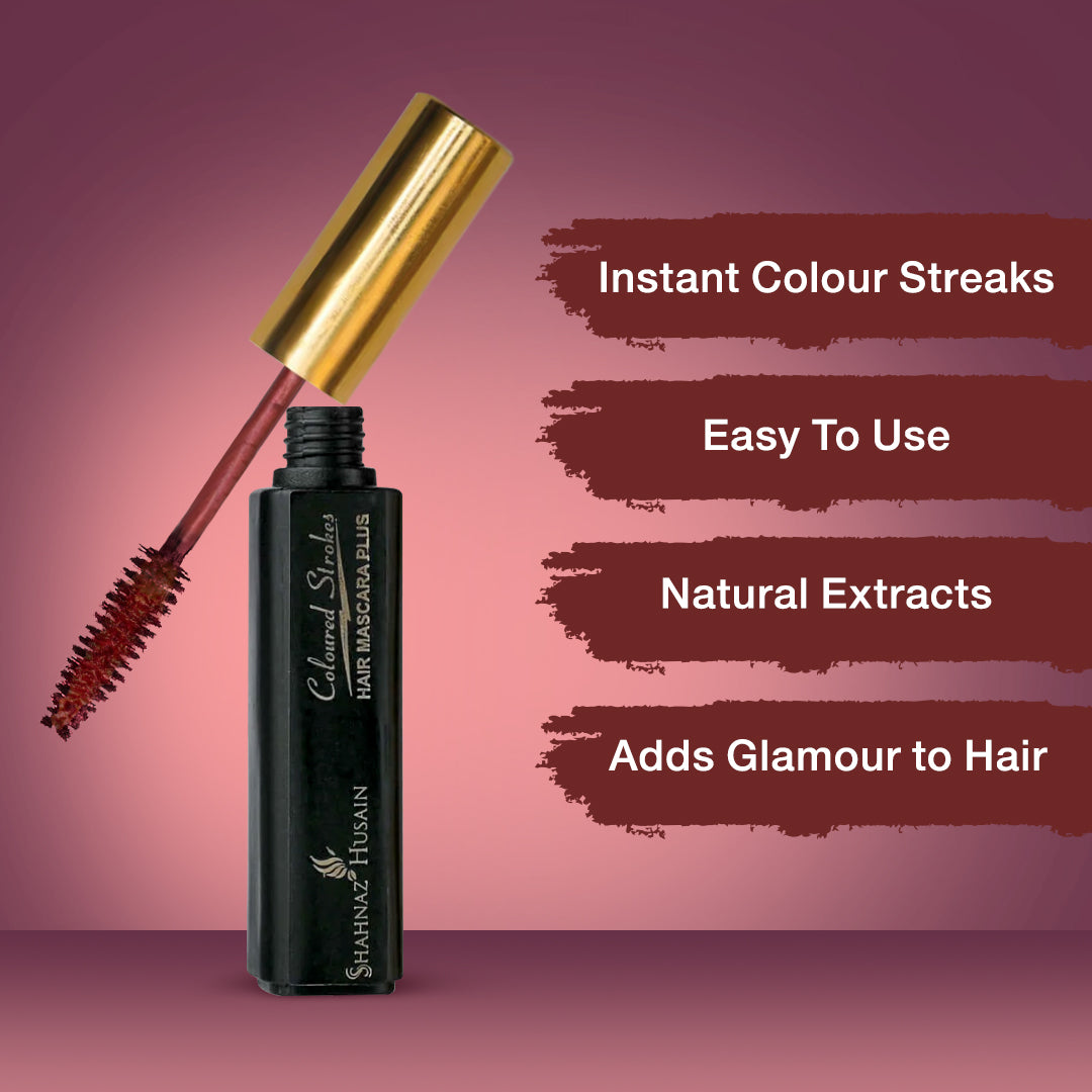 Shahnaz Husain Hair Mascara Plus - Instant Glamour Hair Colour - 10ml/ Shade No.3- Plum