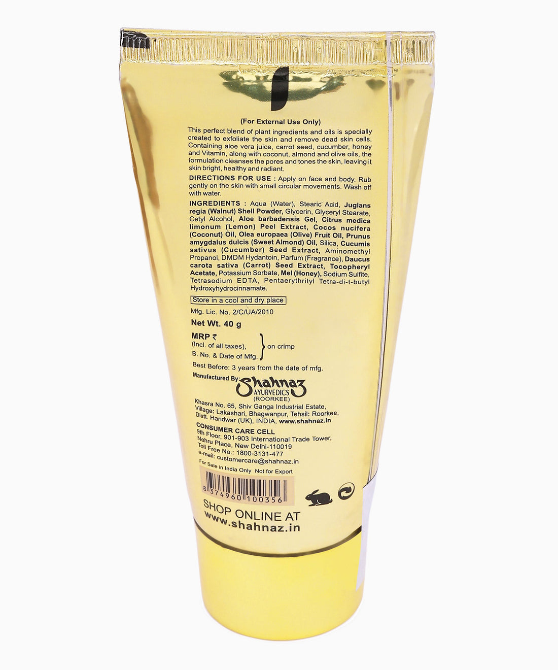 Shahnaz Husain Shascrub Plus-Walnut Face & Body Scrub 40g