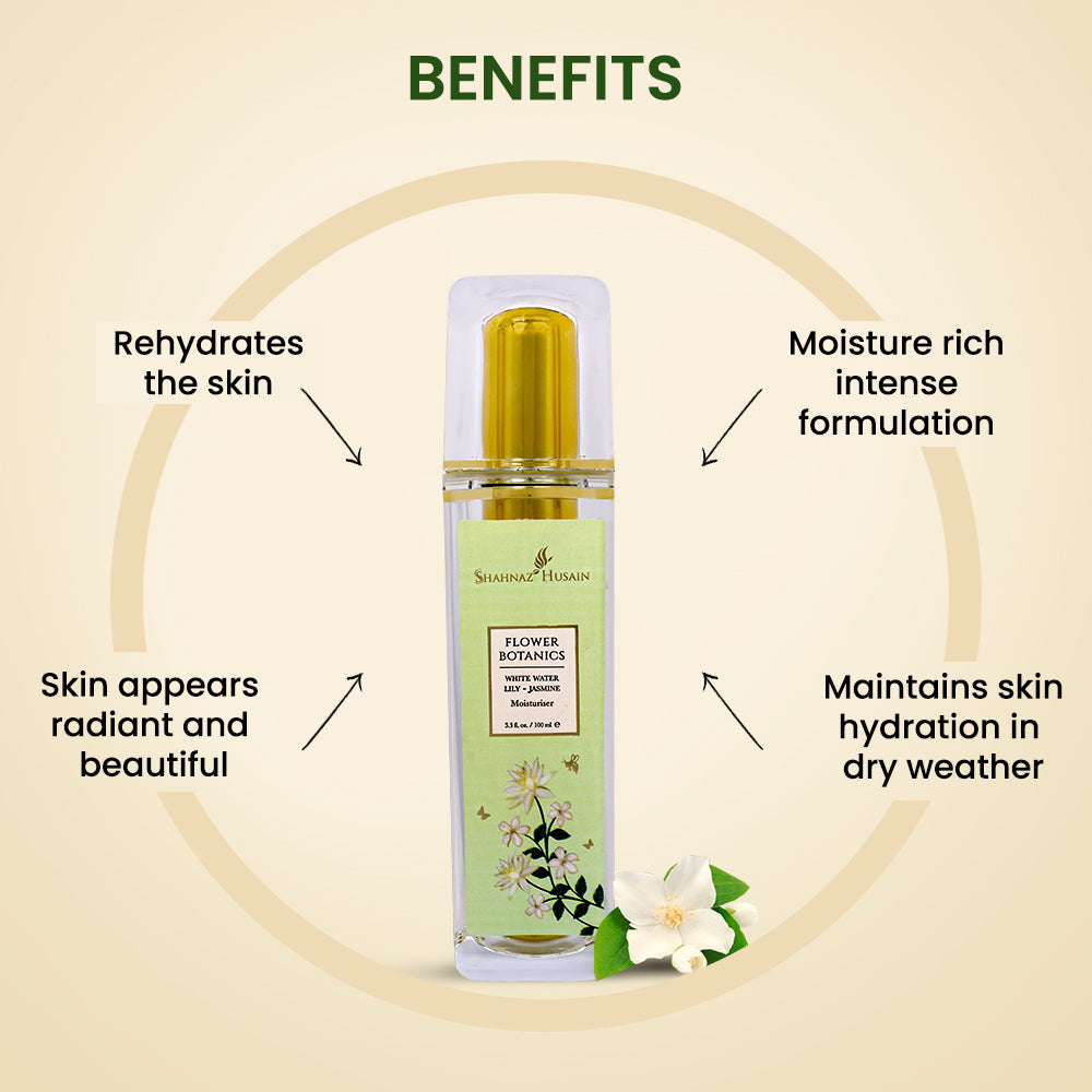 Shahnaz Husain Flower Botanics - White Water Lily-Jasmine Moisturiser | 100ml