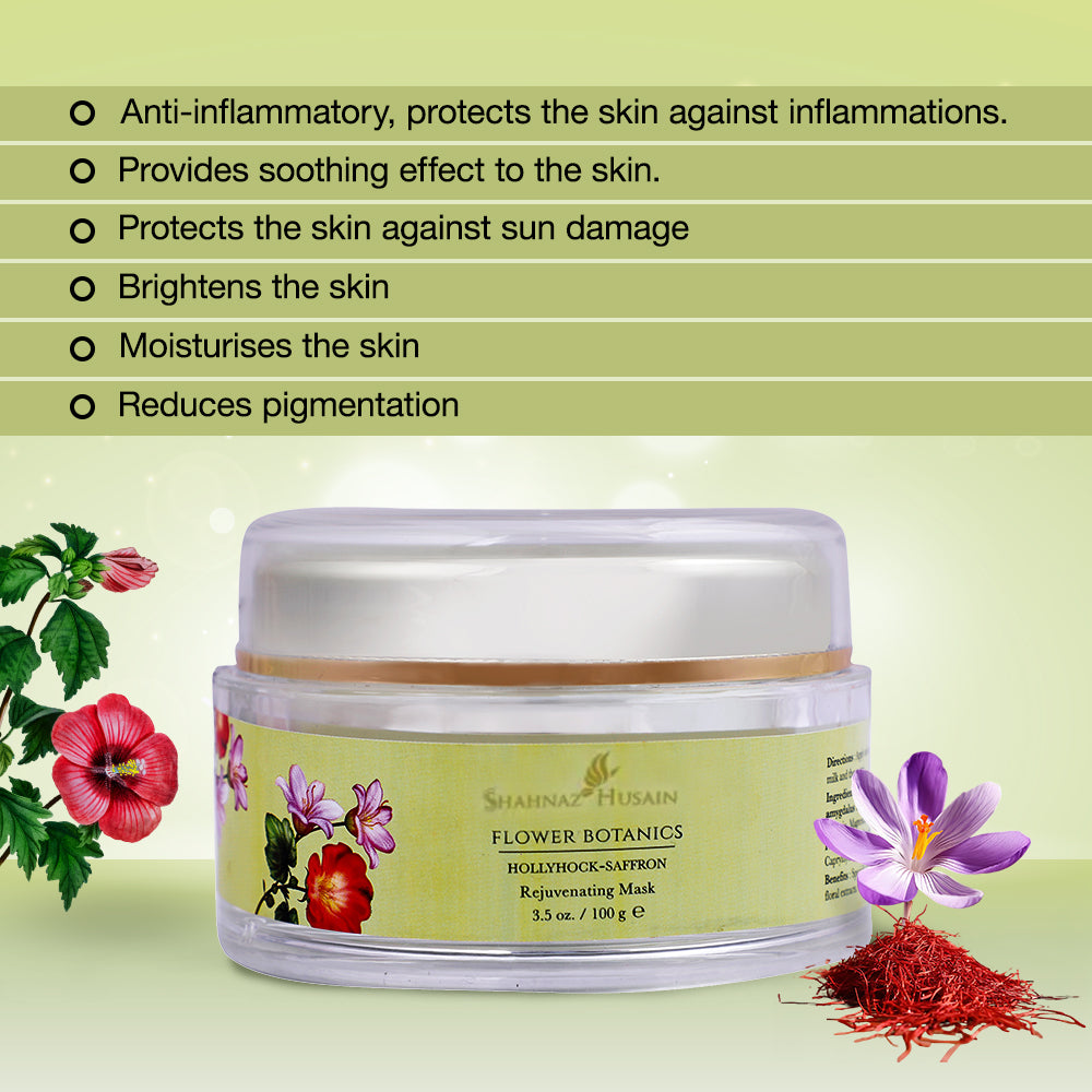 Shahnaz Husain Flower Botanics - Hollyhock-Saffron Rejuvenating Mask | 100g