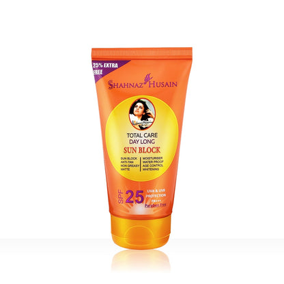 Shahnaz Husain Total Care Day Long Sun Block (SPF 25) 80g + 20g X Pack of Two