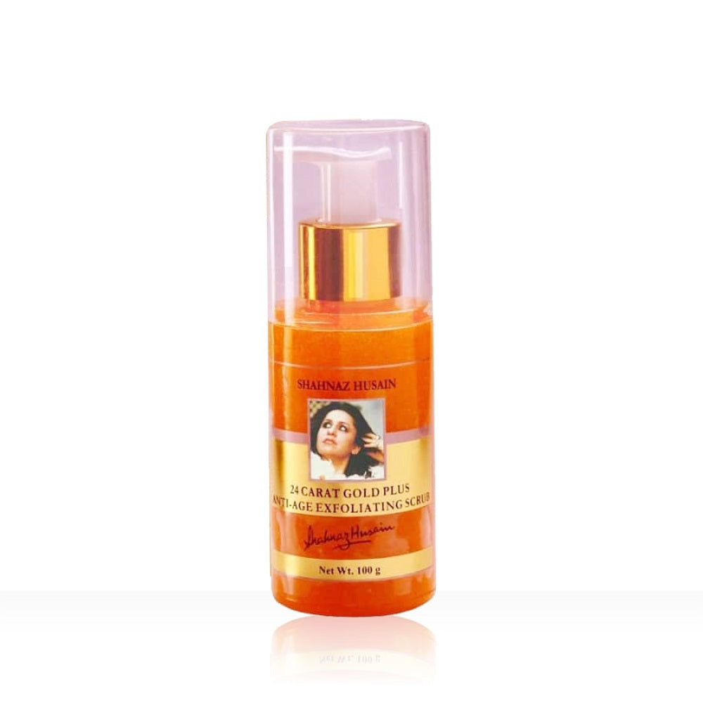 Shahnaz Husain 24 Carat Gold Plus Anti-Age Exfoliating Scrub – 100g + Saffron Plus Skin Serum – 50ml