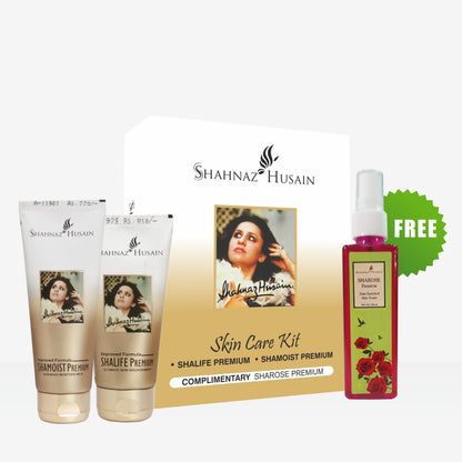 Shahnaz Husain Skincare Kit Premium  (Shalife Premium 60gm + Shamoist Premium 100gm) - Free Sharose Premium 100ml  Worth Rs. 385