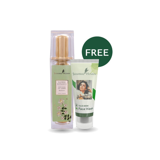 Shahnaz Husain Flower Botanics – White Water Lily-Jasmine Moisturiser – 100ml + Free Tulsi Neem Face Wash – 50g