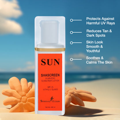 Shahnaz Husain Shascreen - Ayurvedic Sunscreen Lotion (SPF-25 with UV Guard) | 200ml