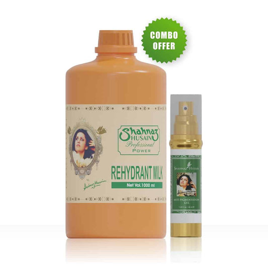 Shahnaz Husain Professional Power Rehydrant Milk | 1000ml + Anti Pigmentation Gel | 40ml