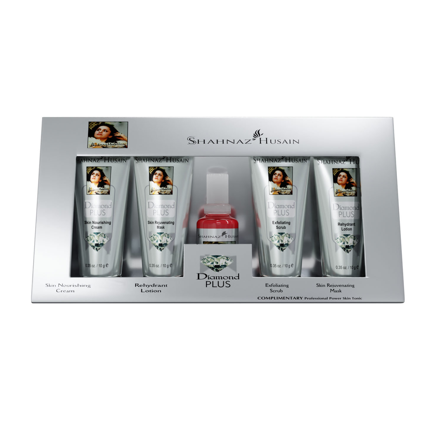 Shahnaz Husain Diamond Skin Revival Kit 10gx4 (Diamond Nourishing Cream, Diamond Scrub, Diamond Lotion, Diamond Rejuvenating Mask) - FREE-Professional Power Skin Tonic | 15ml