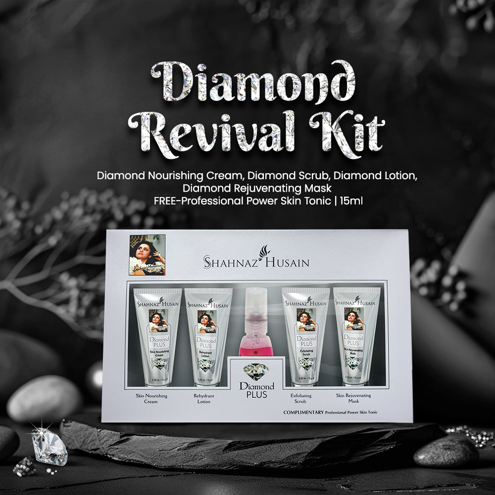 Shahnaz Husain Diamond Skin Revival Kit 10gx4 (Diamond Nourishing Cream, Diamond Scrub, Diamond Lotion, Diamond Rejuvenating Mask) - FREE-Professional Power Skin Tonic | 15ml