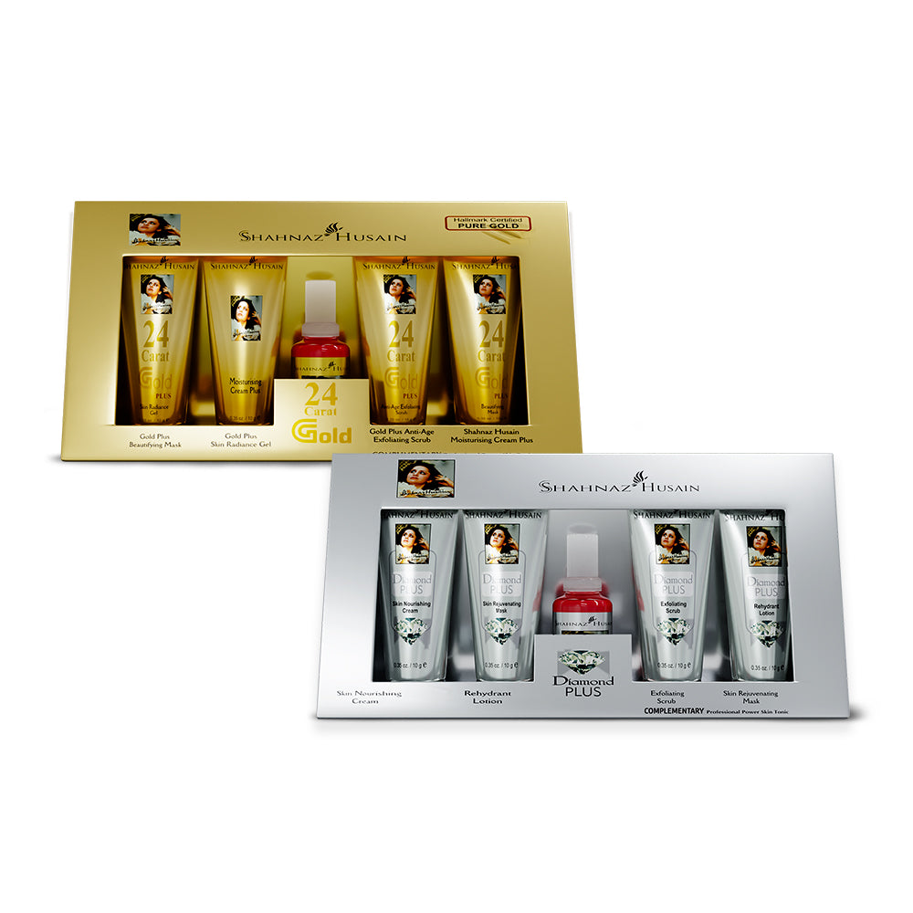 Shahnaz Husain Gold Skin Radiance Timeless Youth 10gx4 Kit + Diamond Skin Revival Kit 10gx4