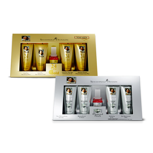 Shahnaz Husain Gold Skin Radiance Timeless Youth 10gx4 Kit + Diamond Skin Revival Kit 10gx4