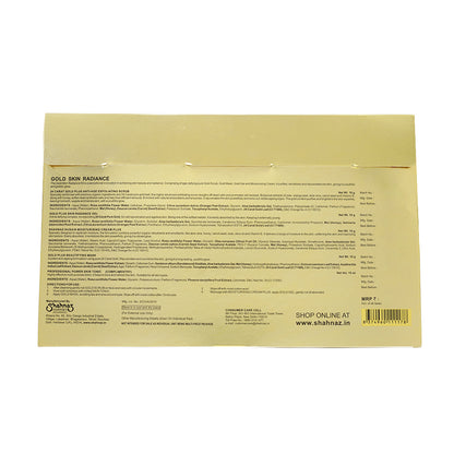 Shahnaz Husain Gold Skin Radiance Timeless Youth 10gx4 Kit (G. Scrub ,G. Gel, M.Cream, G.Mask) FREE-Professional Power Skin Tonic | 15 Ml