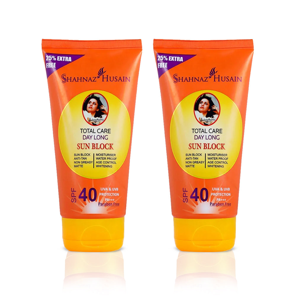 Shahnaz Husain Total Care Day Long Sun Block 80g + 20g Free (Spf-40) X Pack of Two