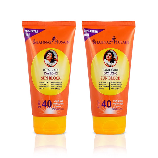 Shahnaz Husain Total Care Day Long Sun Block 80g + 20g Free (Spf-40) X Pack of Two