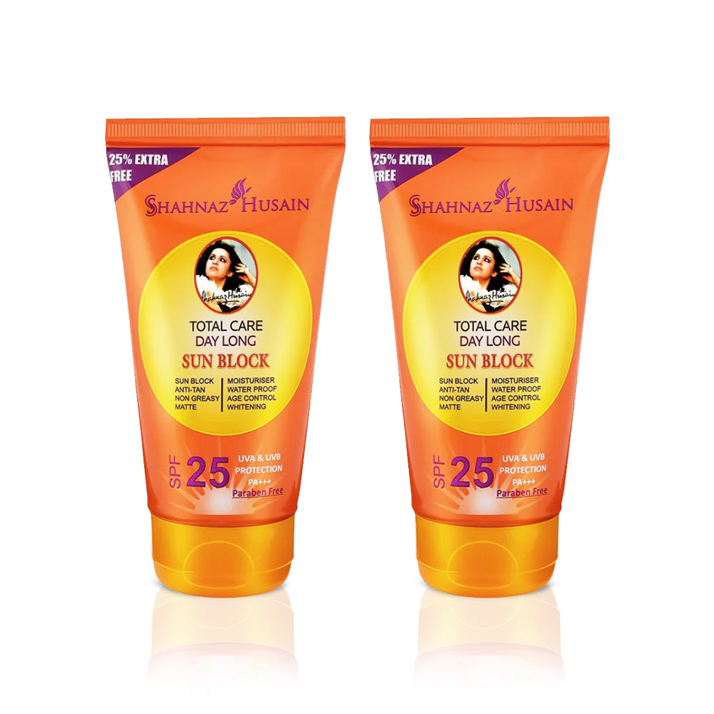 Shahnaz Husain Total Care Day Long Sun Block (SPF 25) 80g + 20g X Pack of Two