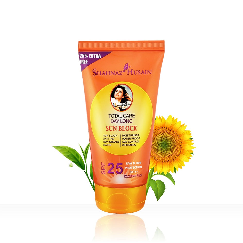 Shahnaz Husain Total Care Day Long Sun Block (SPF 25) 80g + 20g X Pack of Two