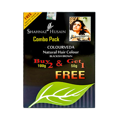 Shahnaz Husain Colourveda Natural Hair Colour - BLACKISH BROWN – 250 gm. Combo Pack (200 gm + 50 gm Free