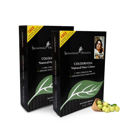 Shahnaz Husain Colourveda Natural Hair Colour (BLACKISH BROWN) X Pack of 2
