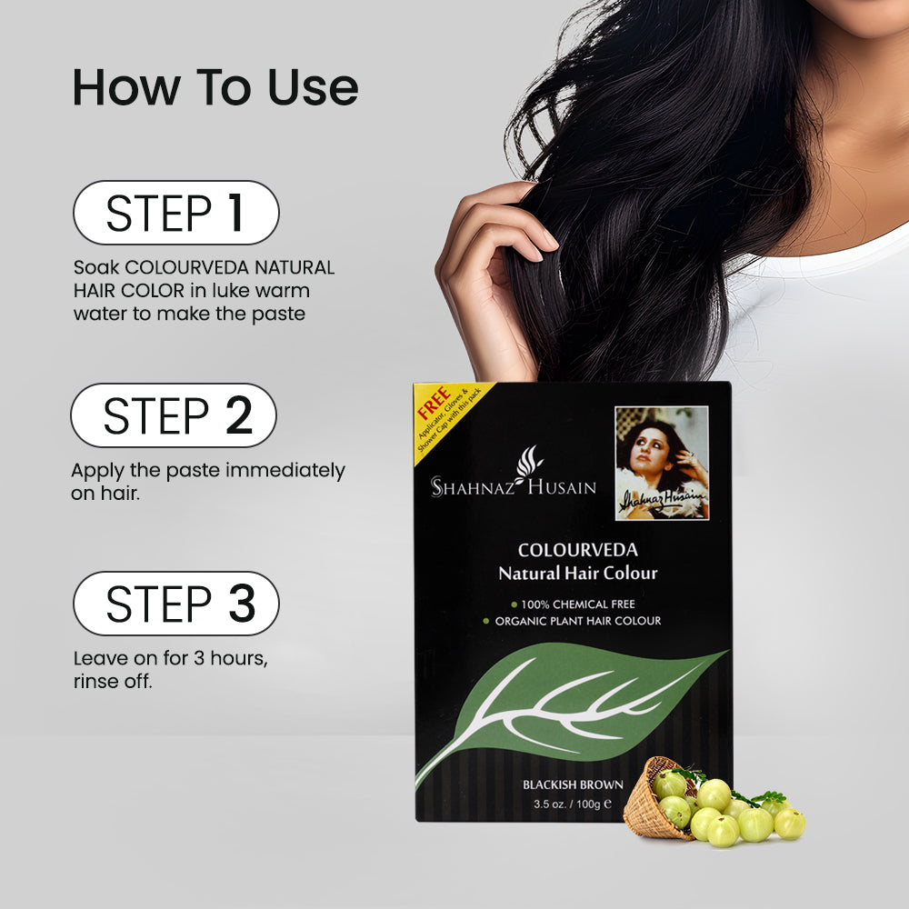 Shahnaz Husain Colourveda Natural Hair Colour (BLACKISH BROWN) X Pack of 2