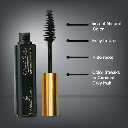 Shahnaz Husain Hair Mascara Plus - Instant Glamour Hair Colour - 10ml/ Shade No.6- Black