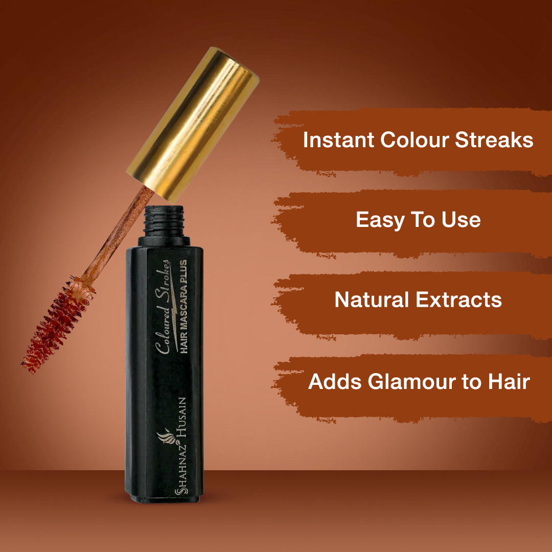 Shahnaz Husain Hair Mascara Plus - Instant Glamour Hair Colour - 10ml/ Shade No.4- Caramel