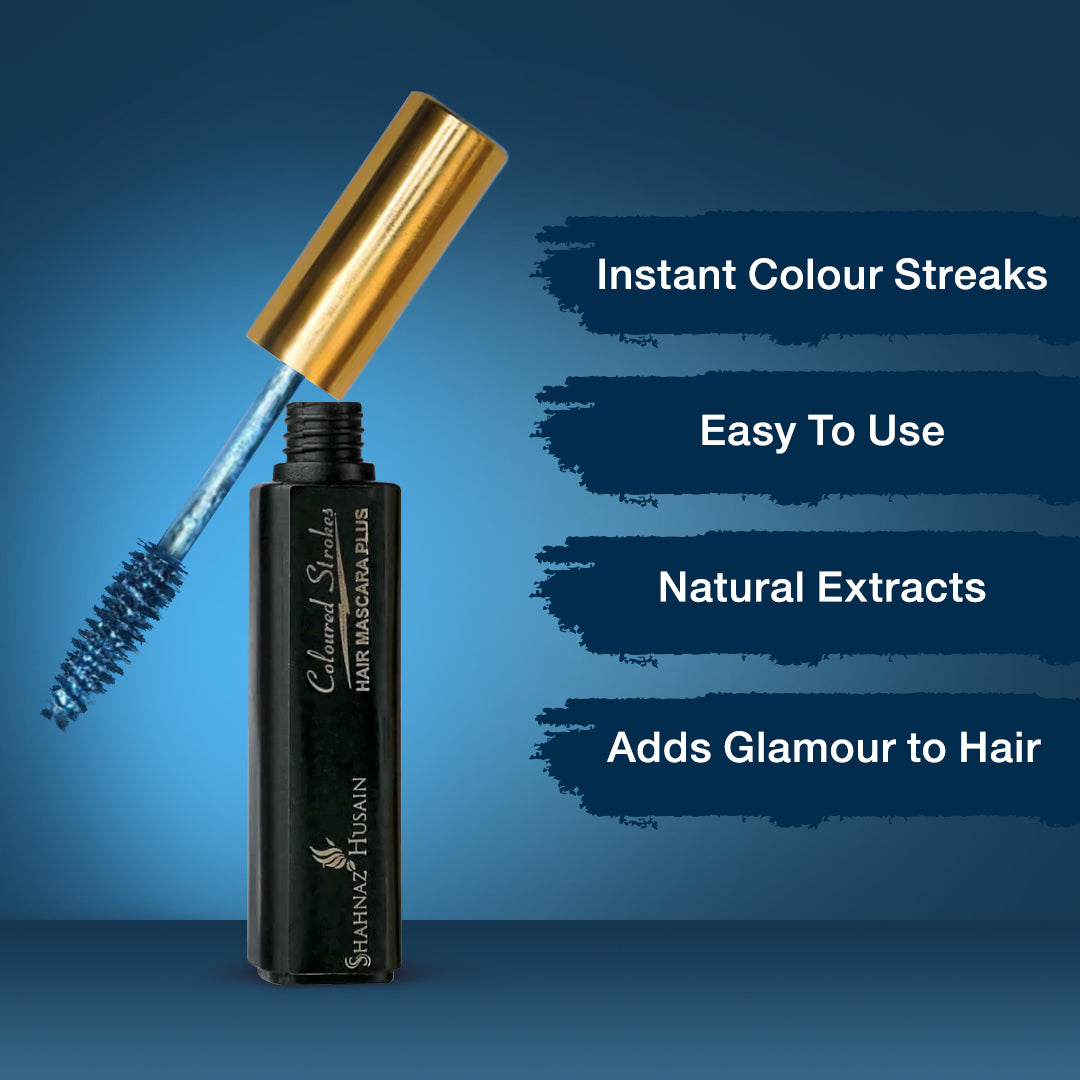 Shahnaz Husain Hair Mascara Plus - Instant Glamour Hair Colour - 10ml/ Shade No.7- Starlight Blue