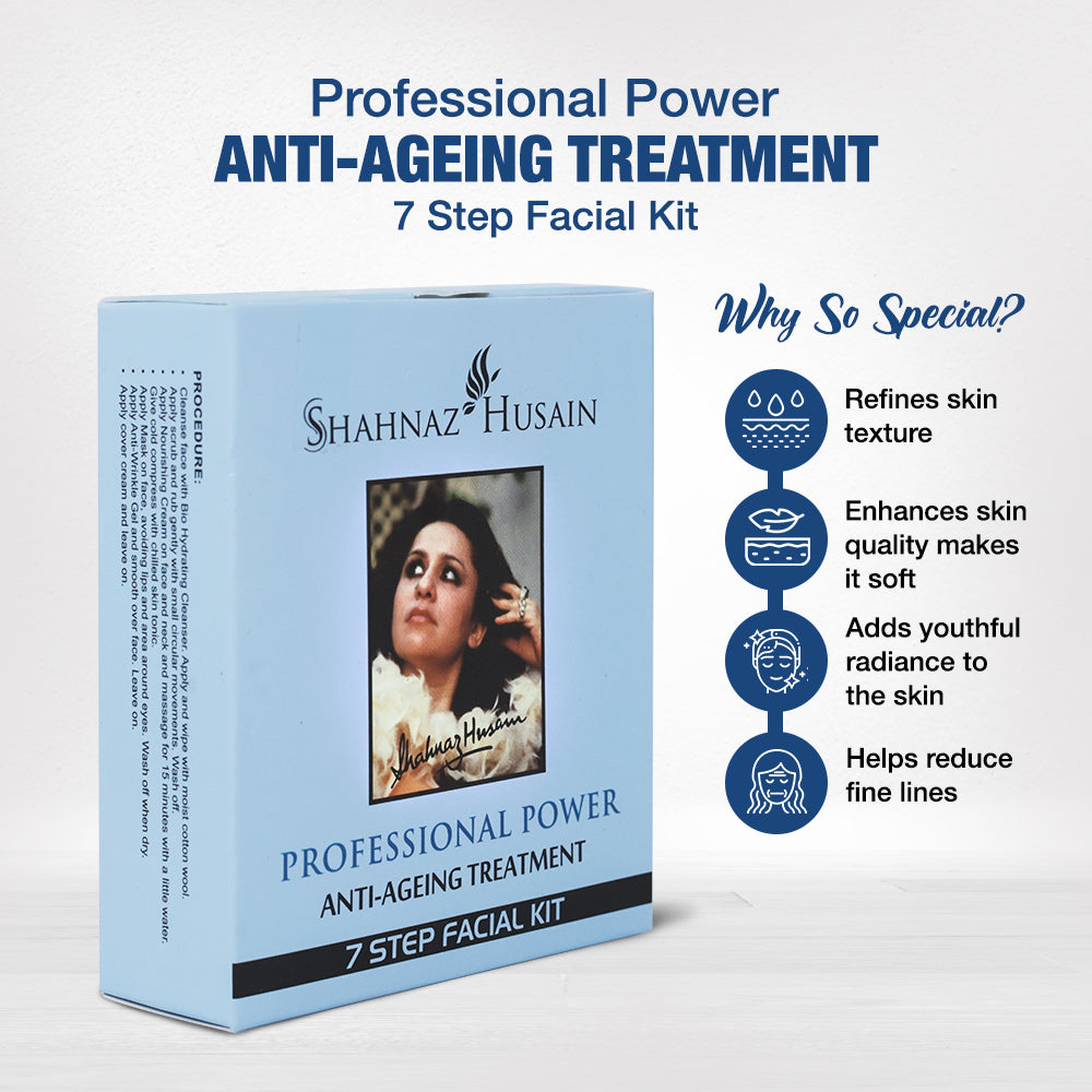 Shahnaz Husain Professional Power Anti-Ageing Treatment 7 Step Facial Kit | (48g + 15ml)