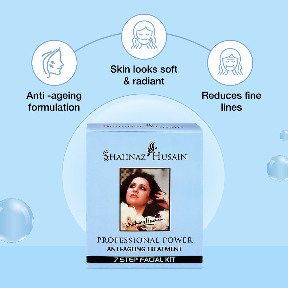 Shahnaz Husain Professional Power Anti-Ageing Treatment 7 Step Facial Kit | (48g + 15ml)