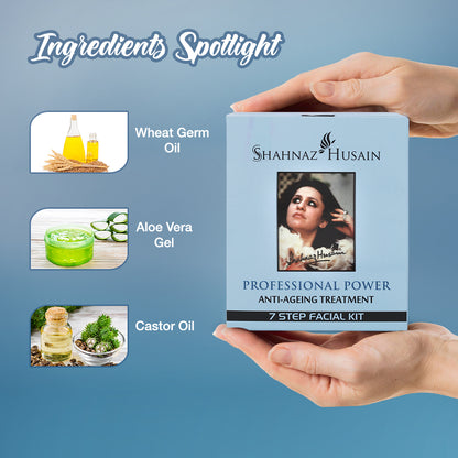 Shahnaz Husain Professional Power Anti-Ageing Treatment 7 Step Facial Kit | (48g + 15ml)