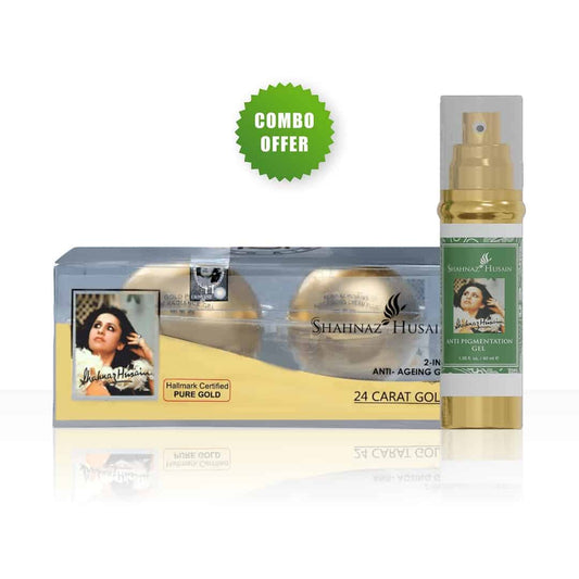 Shahnaz Husain Nature's Gold Skin Radiance Gel (Anti-Ageing) + (Shahnaz Husain Moisturising Cream) - 30+10g + Anti Pigmentation Gel-40ml