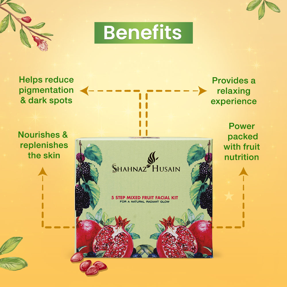 Shahnaz Husain 5 Step Mixed Fruit Facial Kit | 50g – shahnaz.in