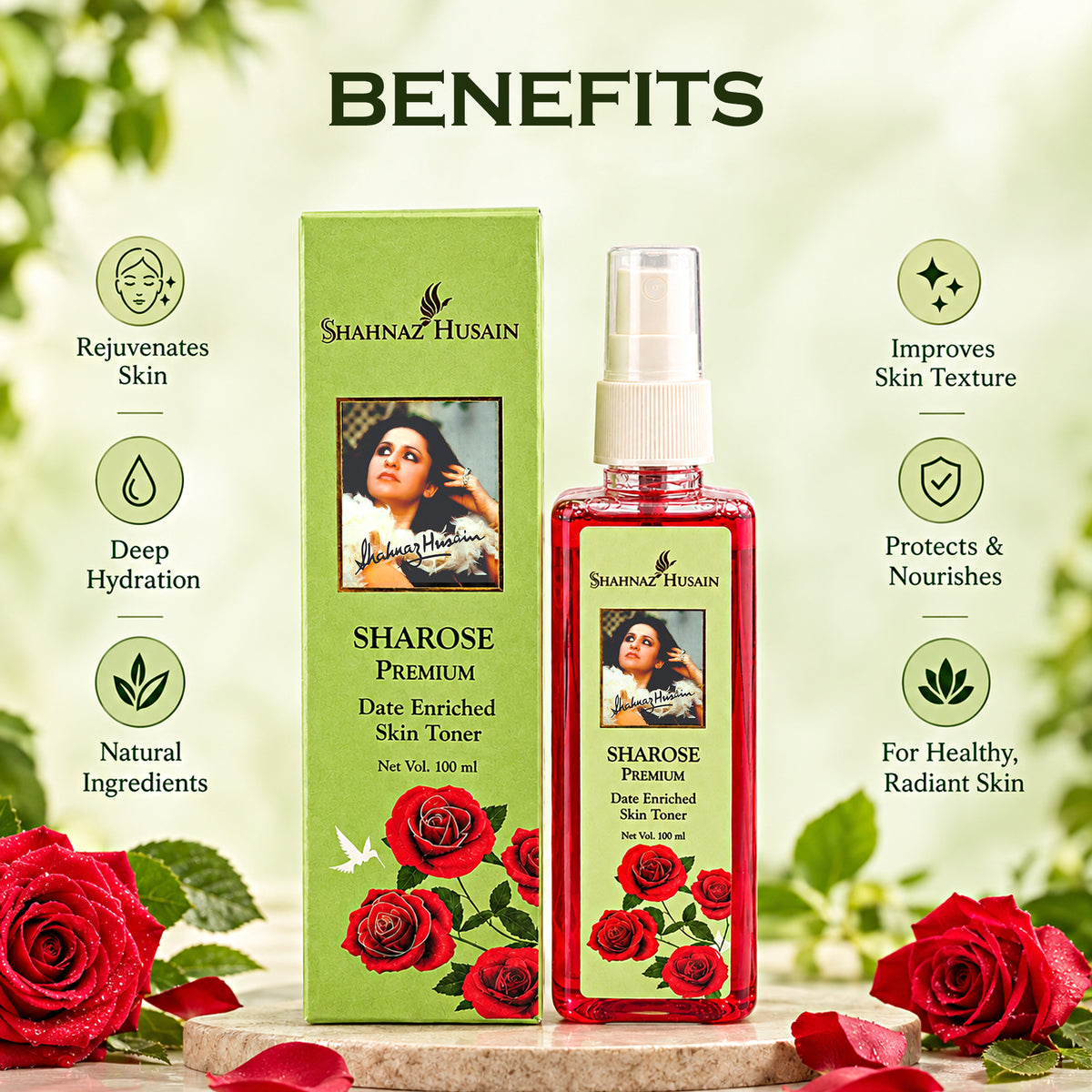 Shahnaz Husain Sharose Premium Date Enriched Skin Toner | Glow Reset