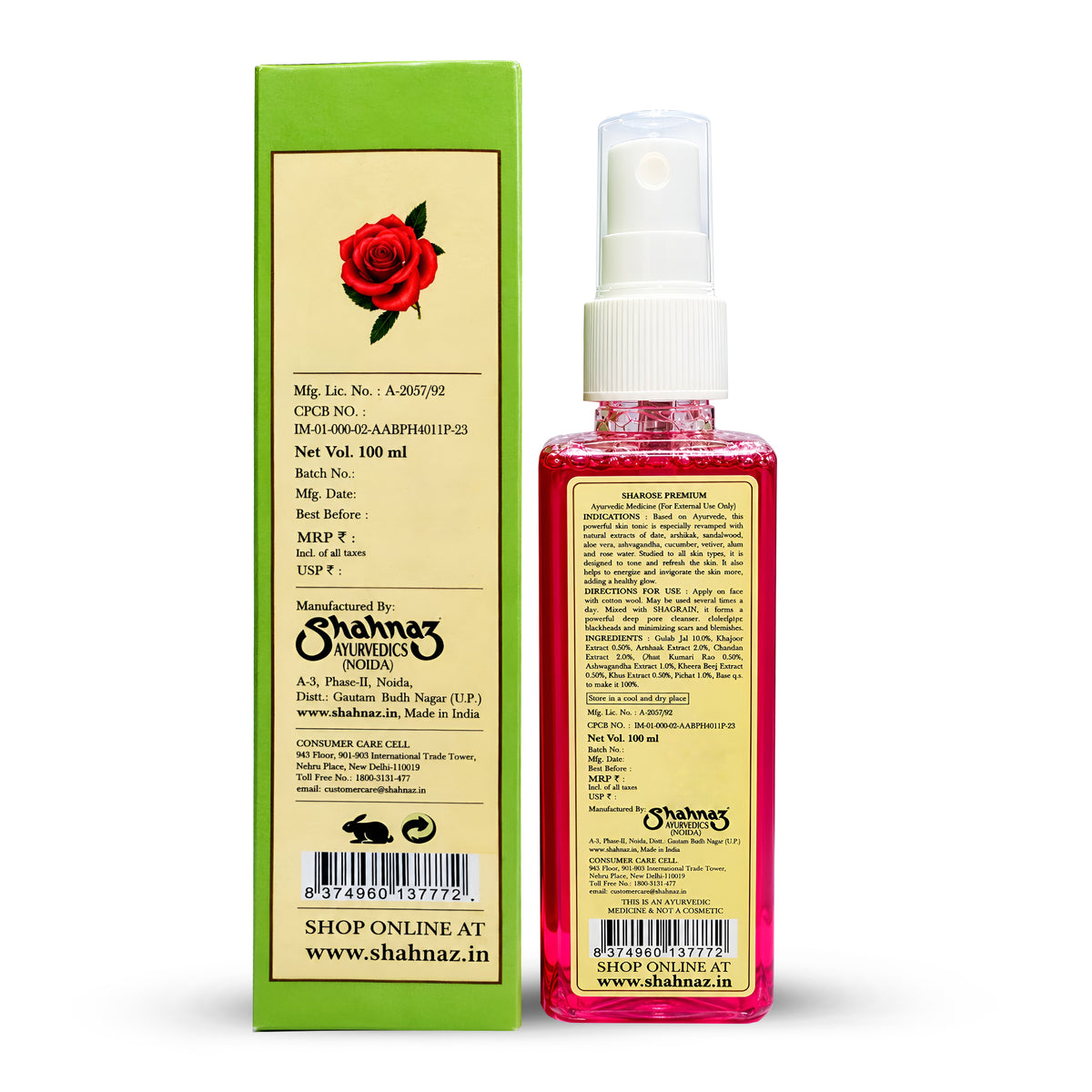 Shahnaz Husain Sharose Premium Date Enriched Skin Toner | Glow Reset