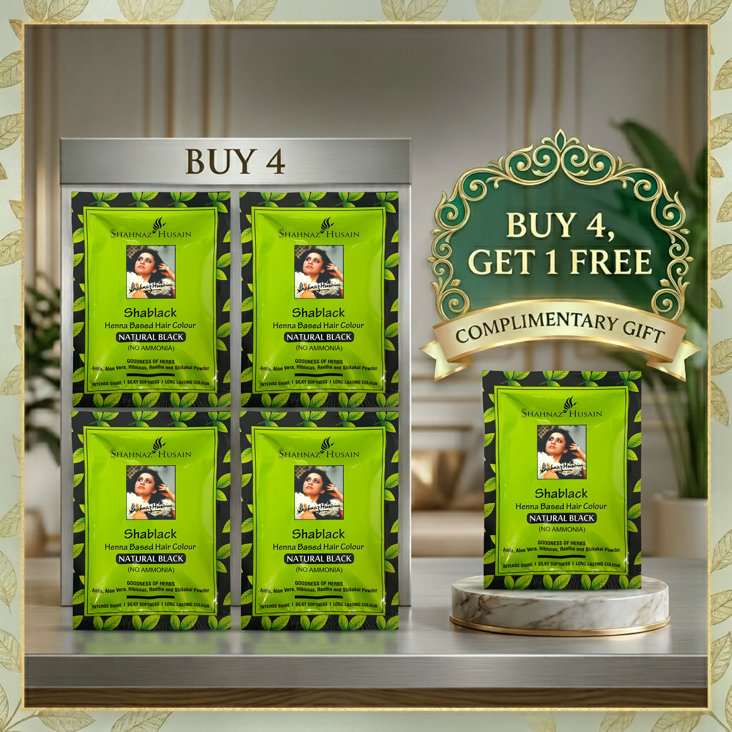 Shahnaz Husain Shablack Henna based Hair Colour | Natural Black (Ammonia Free)