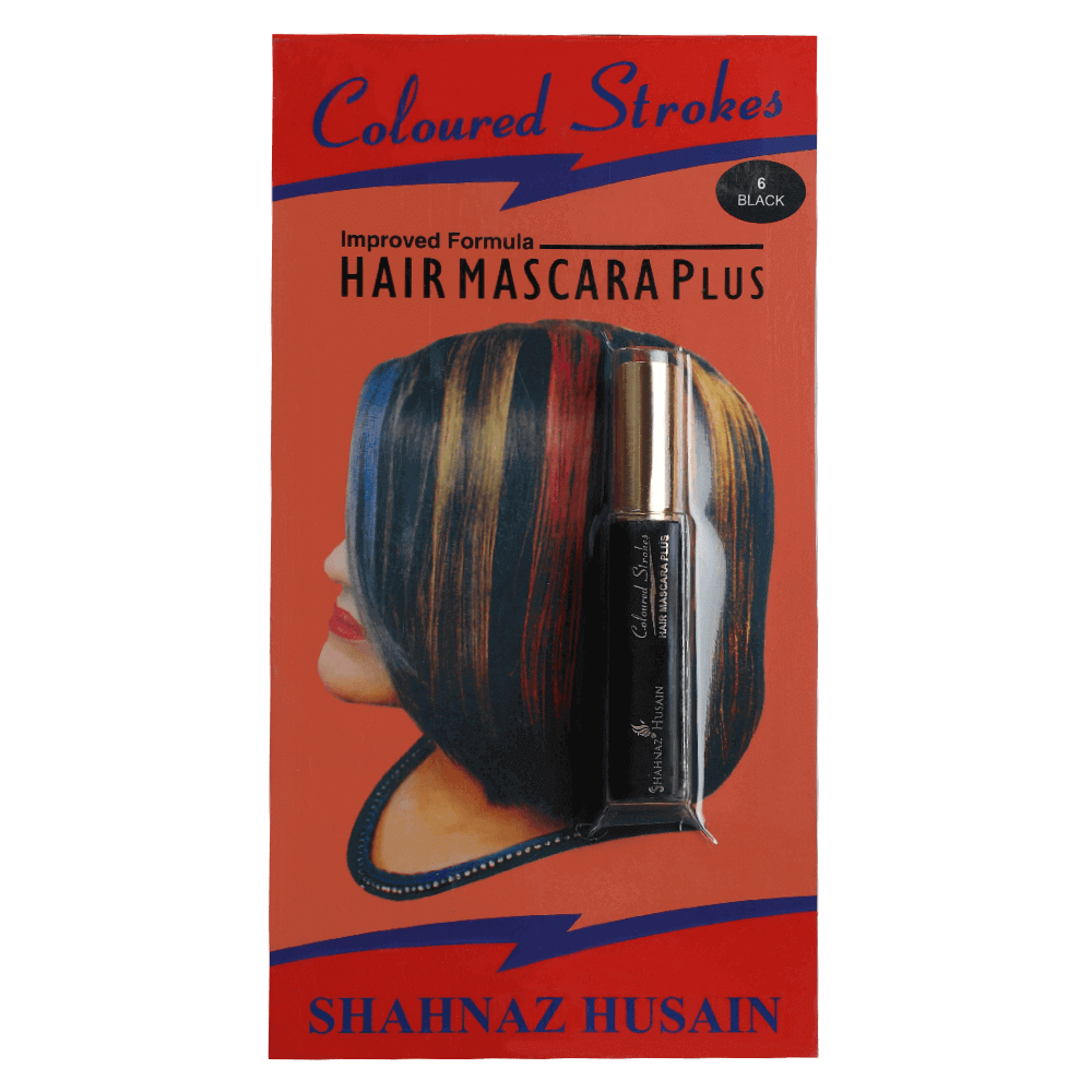 Shahnaz Husain Hair Mascara Plus - Instant Glamour Hair Colour - 10ml/ Shade No.6- Black