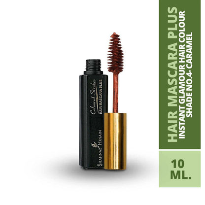 Shahnaz Husain Hair Mascara Plus - Instant Glamour Hair Colour - 10ml/ Shade No.4- Caramel