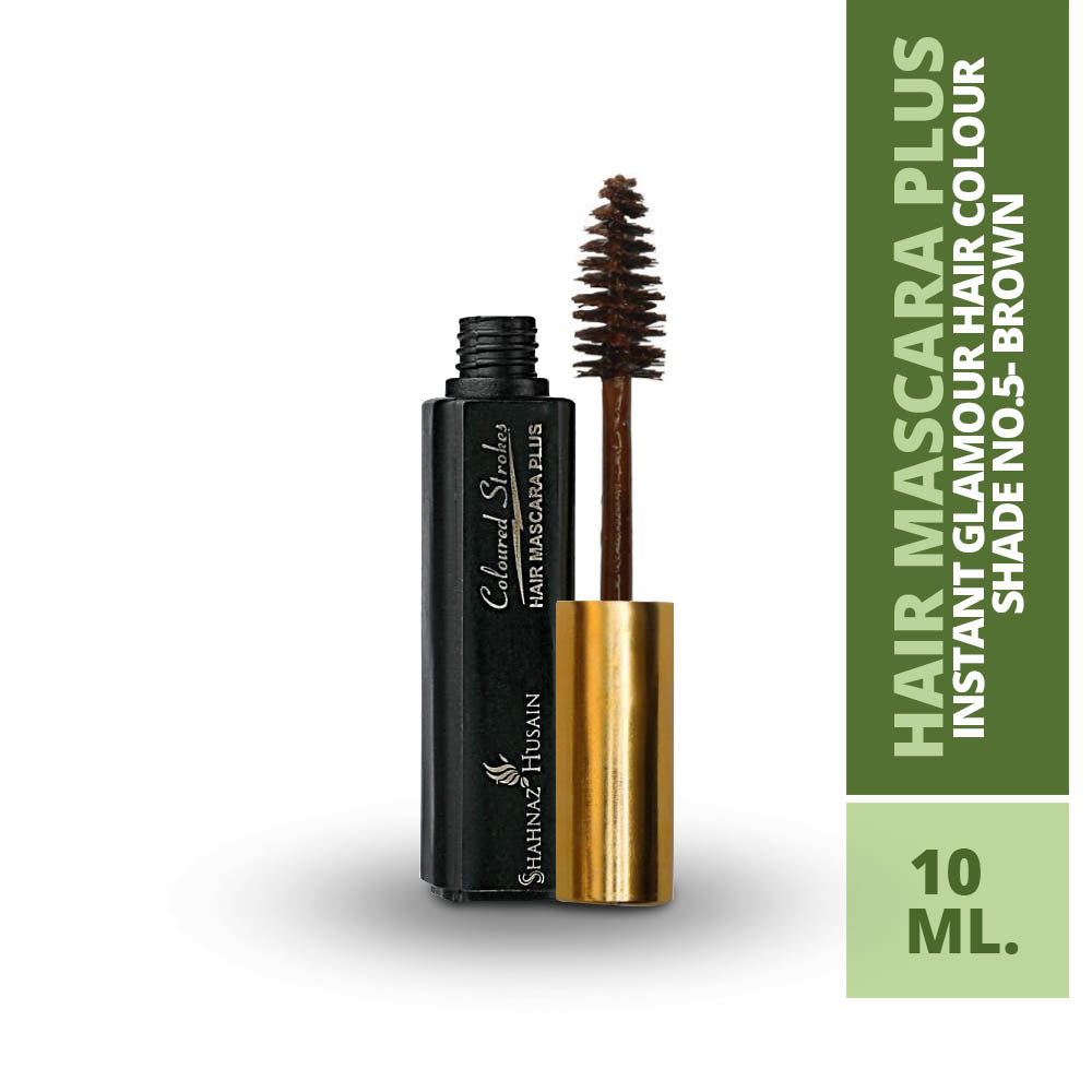 Shahnaz Husain Hair Mascara Plus - Instant Glamour Hair Colour - 10ml/ Shade No.5- Brown