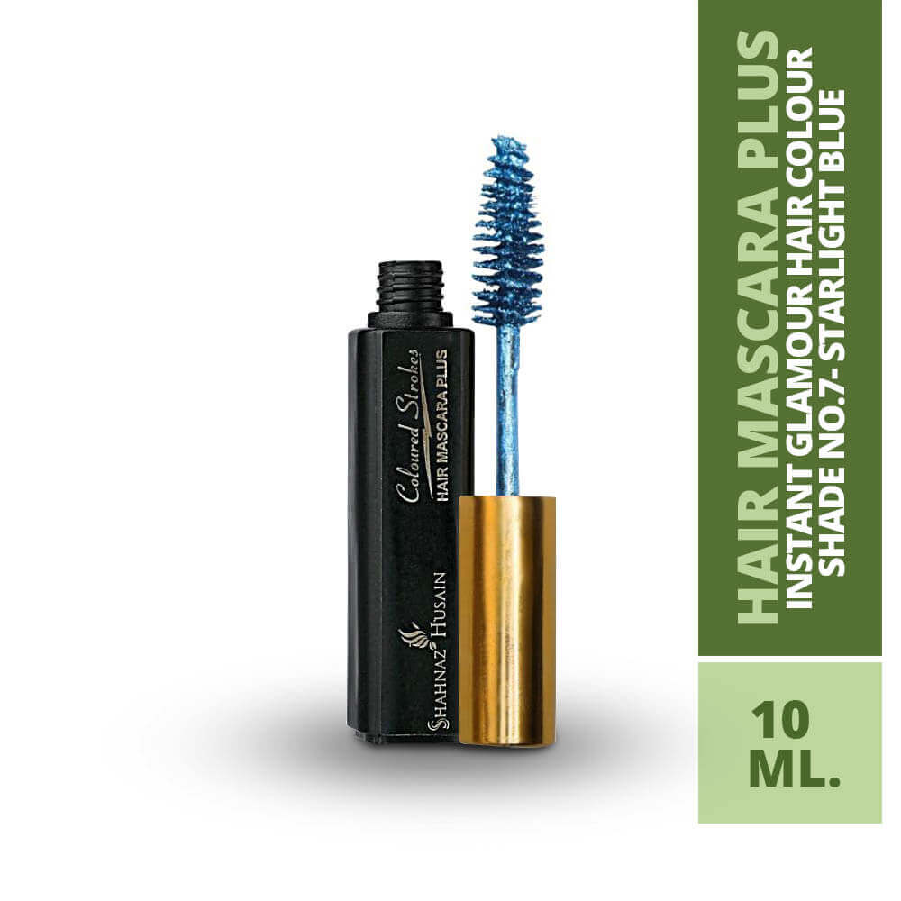 Shahnaz Husain Hair Mascara Plus - Instant Glamour Hair Colour - 10ml/ Shade No.7- Starlight Blue