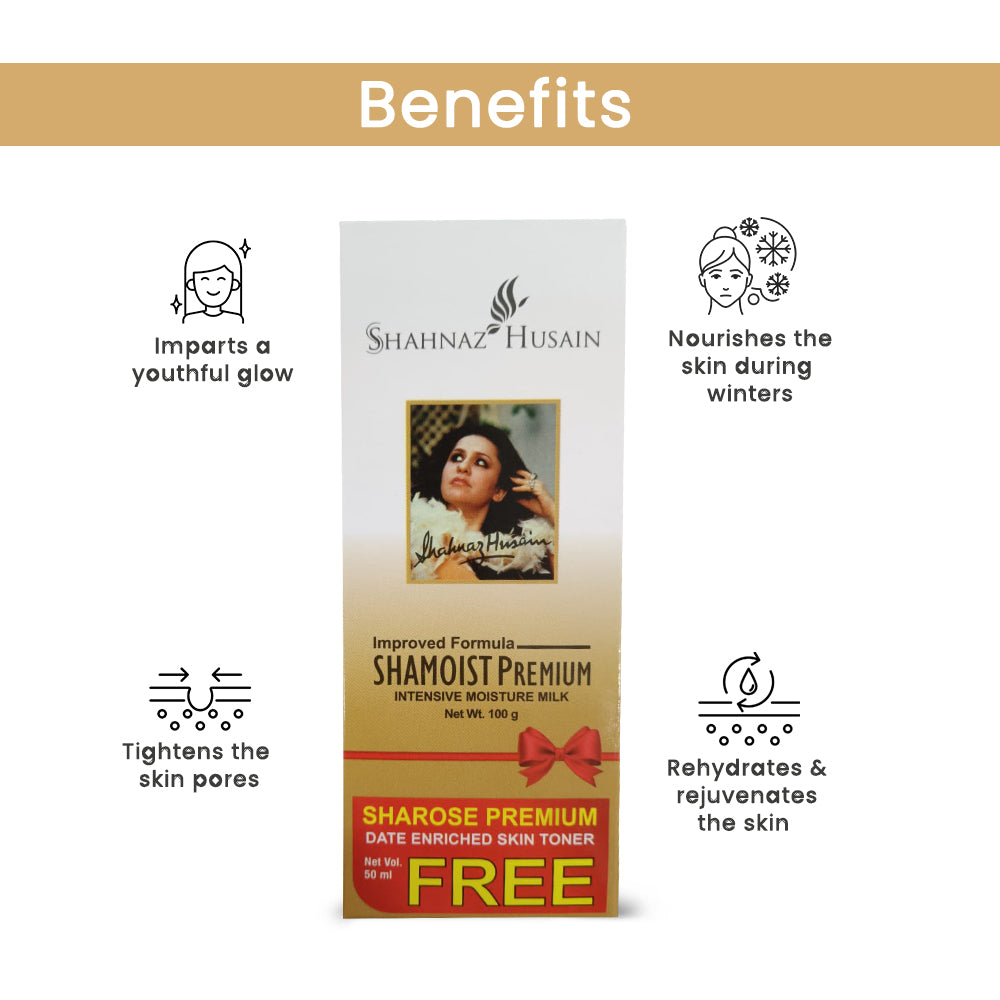 Shahnaz Husain Shamoist Premium -100g free Sharose Premium 50ml